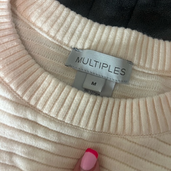 Multiples Cream Ribbed Sweater - med - Picture 2 of 2